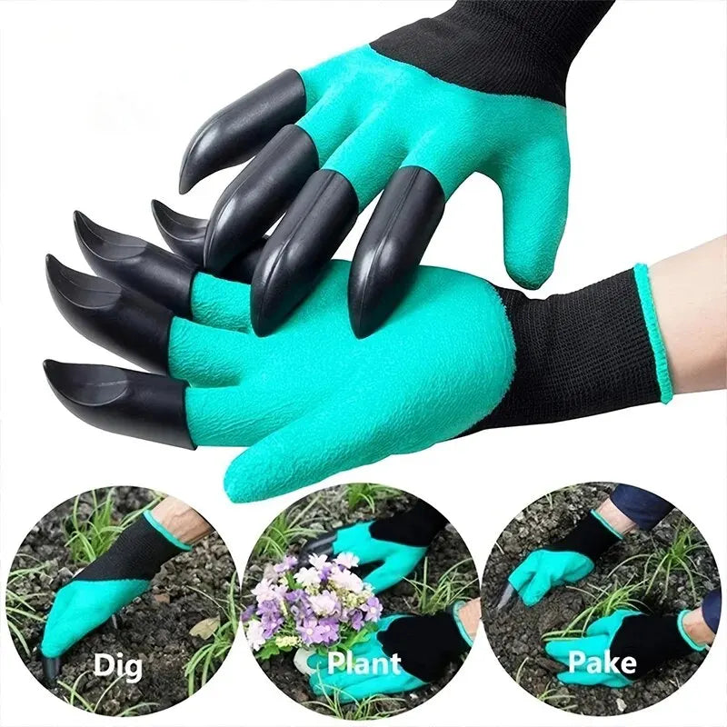 Stab-Resistant Waterproof Garden Gloves – Claw-Resistant, Wear-Resistant Wrist-Length Work Gloves for Digging, Weeding, Pruning & Ground Scraping (Heavy-Duty Canvas)