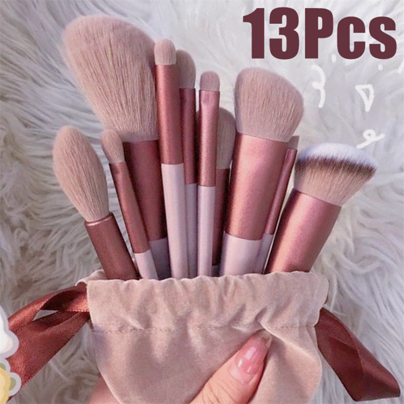 13-Piece Professional Makeup Brush Set - Foundation, Blush, Eyeshadow & Highlighter Brushes