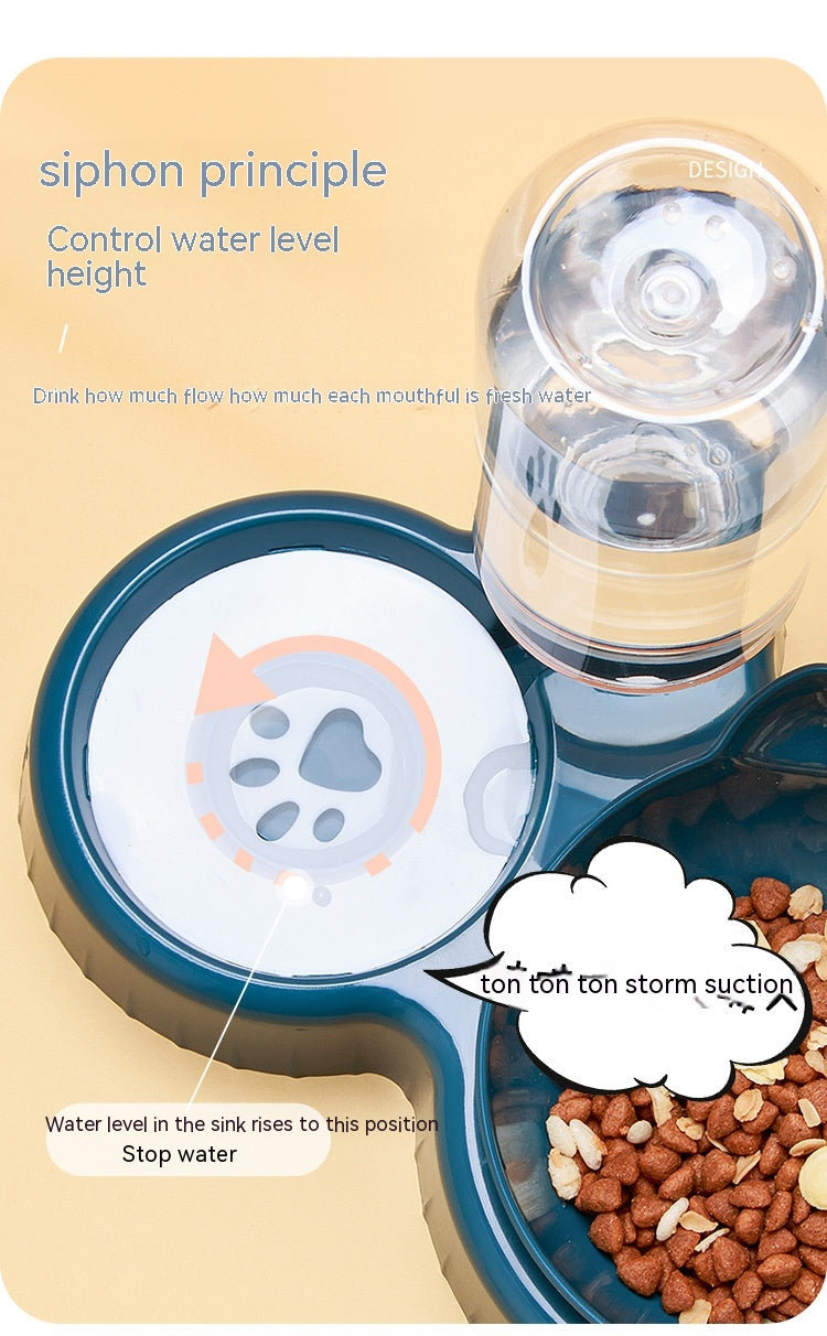 Anti-Roll Double Plastic Pet Bowl – Stable Food & Water Feeder for Cats