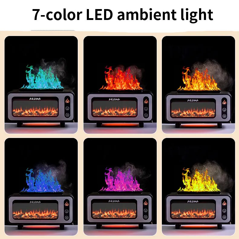 Ultrasonic Flame Aroma Diffuser with 3D Simulated Fireplace