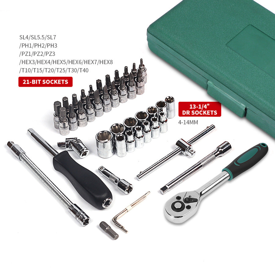 46-Piece Ratchet Socket Wrench Set – Complete Car Repair & Maintenance Tool Kit