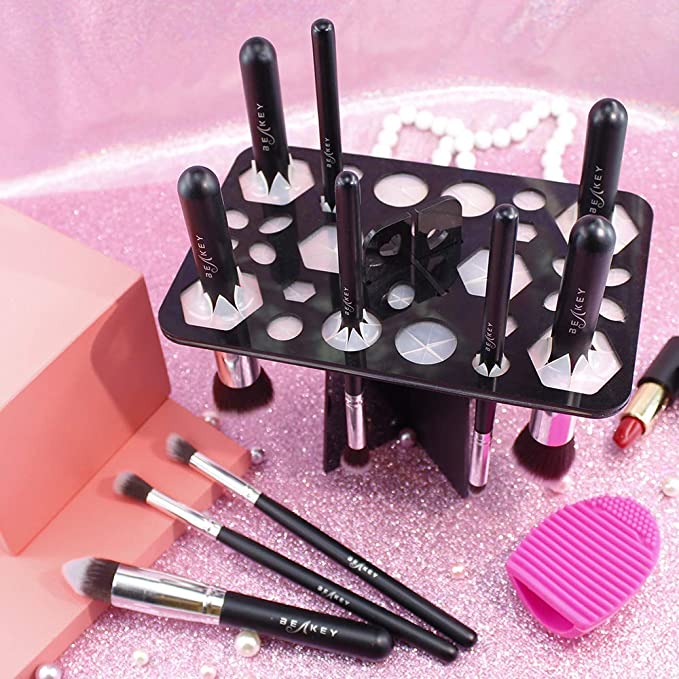 14-Hole Makeup Brush Drying Rack - Multifunction Brush Stand & Display Holder