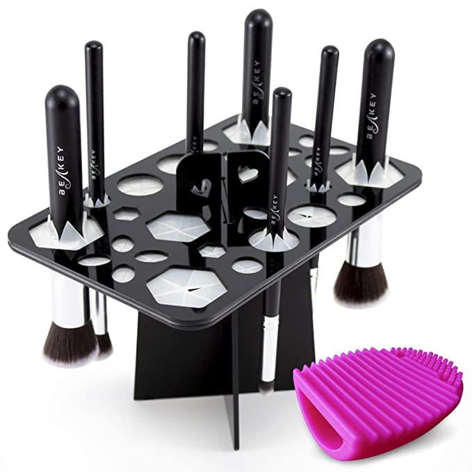14-Hole Makeup Brush Drying Rack - Multifunction Brush Stand & Display Holder