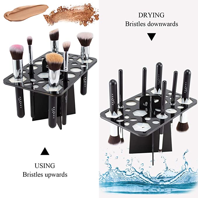 14-Hole Makeup Brush Drying Rack - Multifunction Brush Stand & Display Holder
