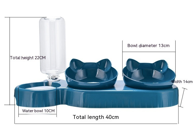 Anti-Roll Double Plastic Pet Bowl – Stable Food & Water Feeder for Cats