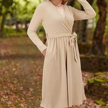 Belt With Pocket Mid-length Dress