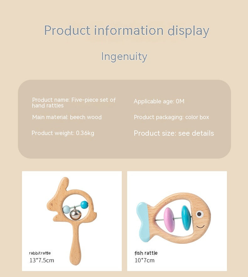 Newborn Baby Beech Wood Educational Toys – Montessori-Inspired Sensory Rattles & Teethers