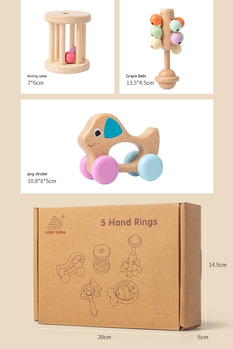 Newborn Baby Beech Wood Educational Toys – Montessori-Inspired Sensory Rattles & Teethers