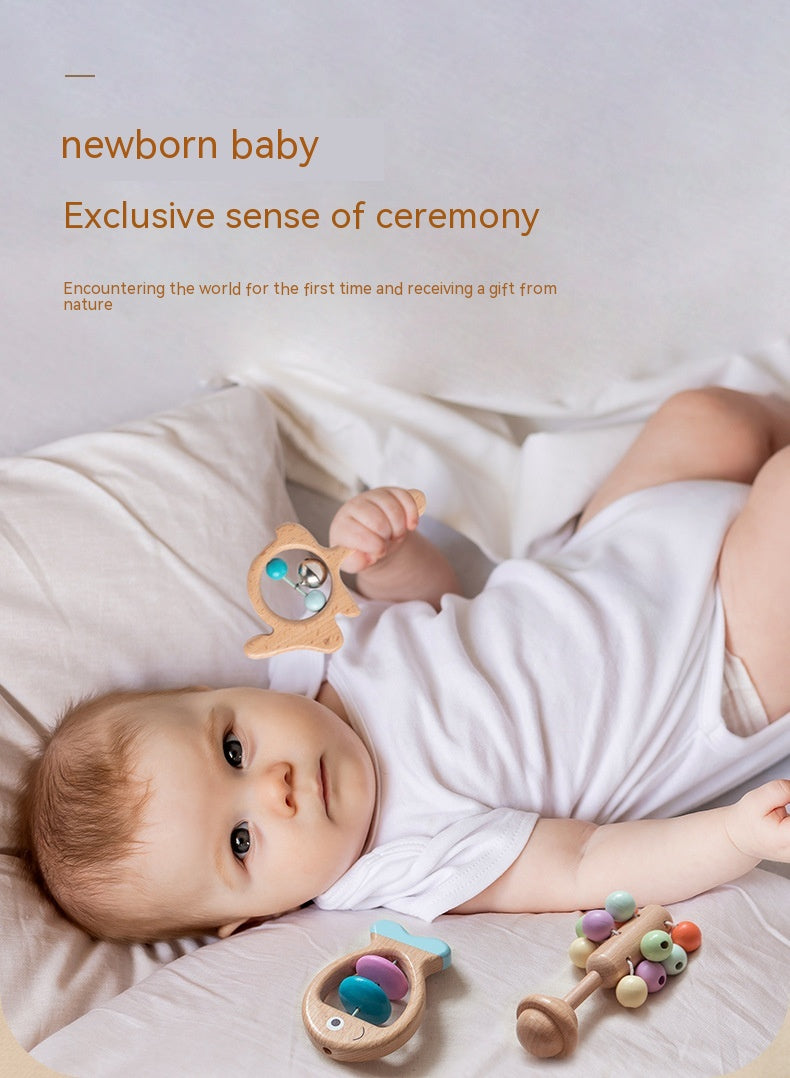 Newborn Baby Beech Wood Educational Toys – Montessori-Inspired Sensory Rattles & Teethers