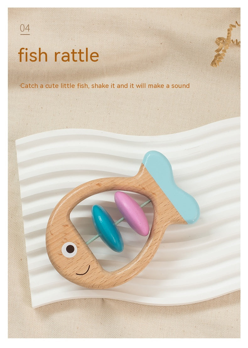 Newborn Baby Beech Wood Educational Toys – Montessori-Inspired Sensory Rattles & Teethers
