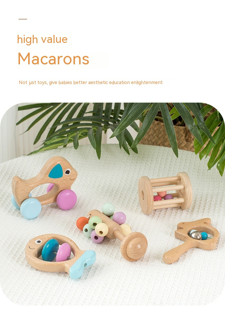 Newborn Baby Beech Wood Educational Toys – Montessori-Inspired Sensory Rattles & Teethers