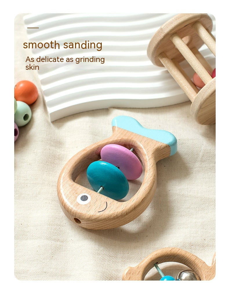 Newborn Baby Beech Wood Educational Toys – Montessori-Inspired Sensory Rattles & Teethers