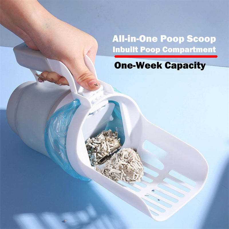 Upgraded Wide Cat Litter Scoop with Refill Bags – Self-Cleaning Waste Bin System for Easy Cleanup