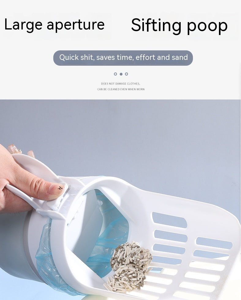 Upgraded Wide Cat Litter Scoop with Refill Bags – Self-Cleaning Waste Bin System for Easy Cleanup