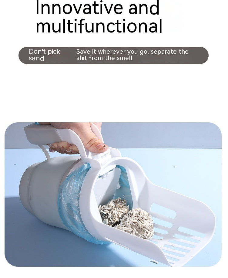 Upgraded Wide Cat Litter Scoop with Refill Bags – Self-Cleaning Waste Bin System for Easy Cleanup