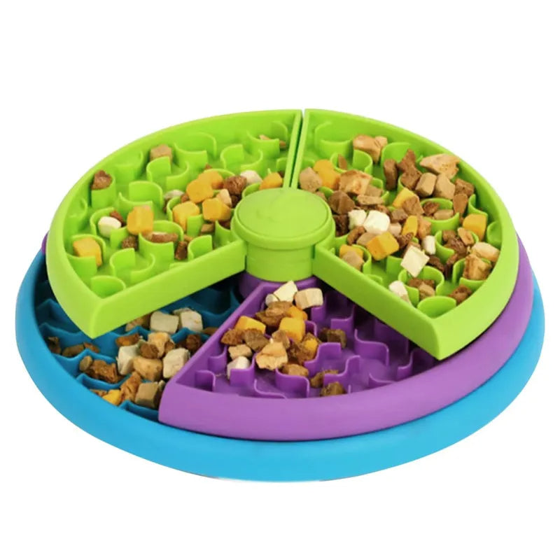 Slow Feeder Puzzle Bowl – Anti-Choking Rotating Food Basin for Cats & Dogs