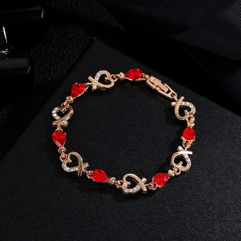 Here’s an optimized and engaging rewrite for your product:  Title Hollow Heart Love Bracelet with Rhinestones - Elegant Valentine’s Day Gift Jewelry