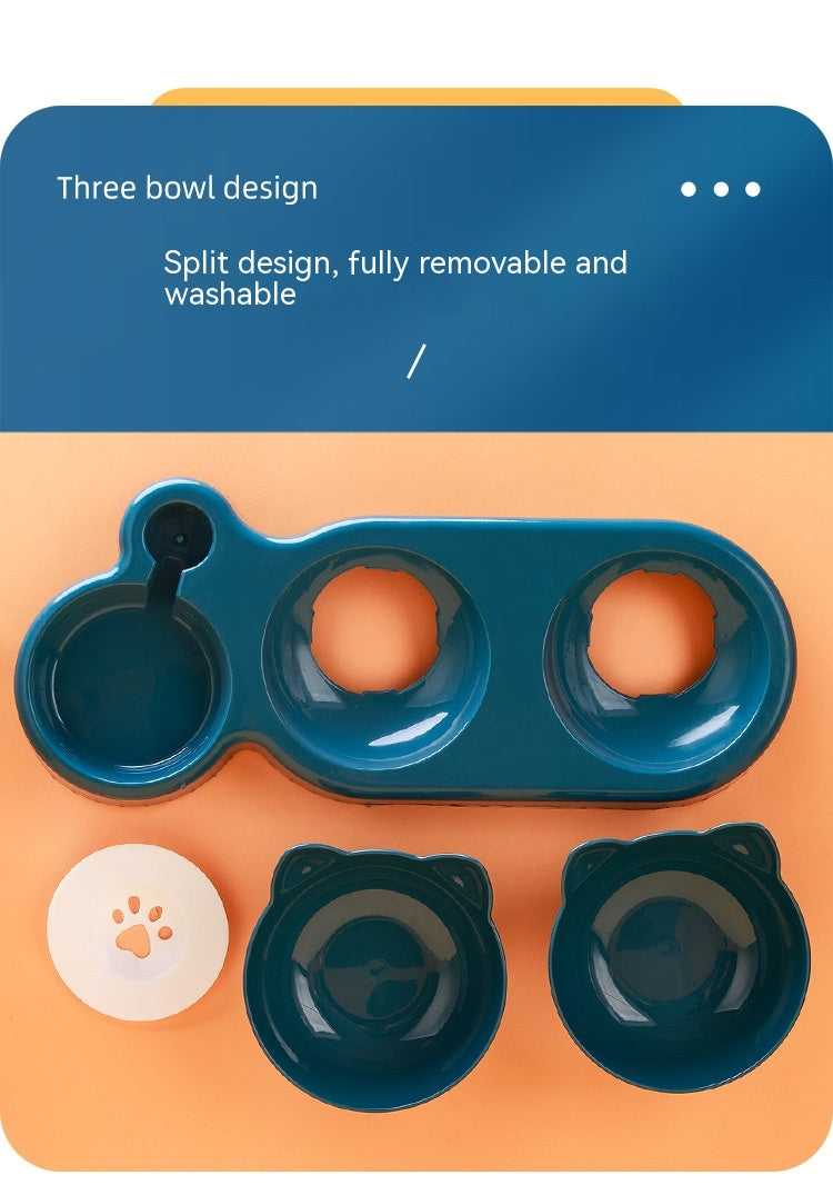 Anti-Roll Double Plastic Pet Bowl – Stable Food & Water Feeder for Cats
