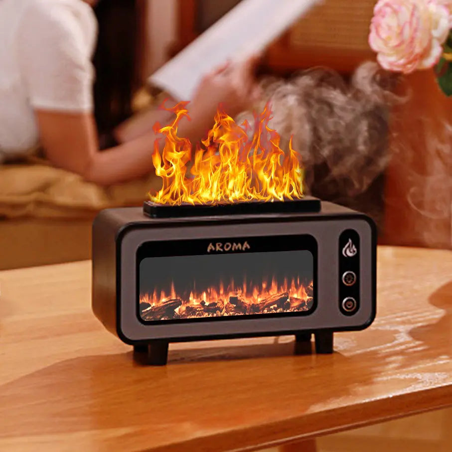 Ultrasonic Flame Aroma Diffuser with 3D Simulated Fireplace