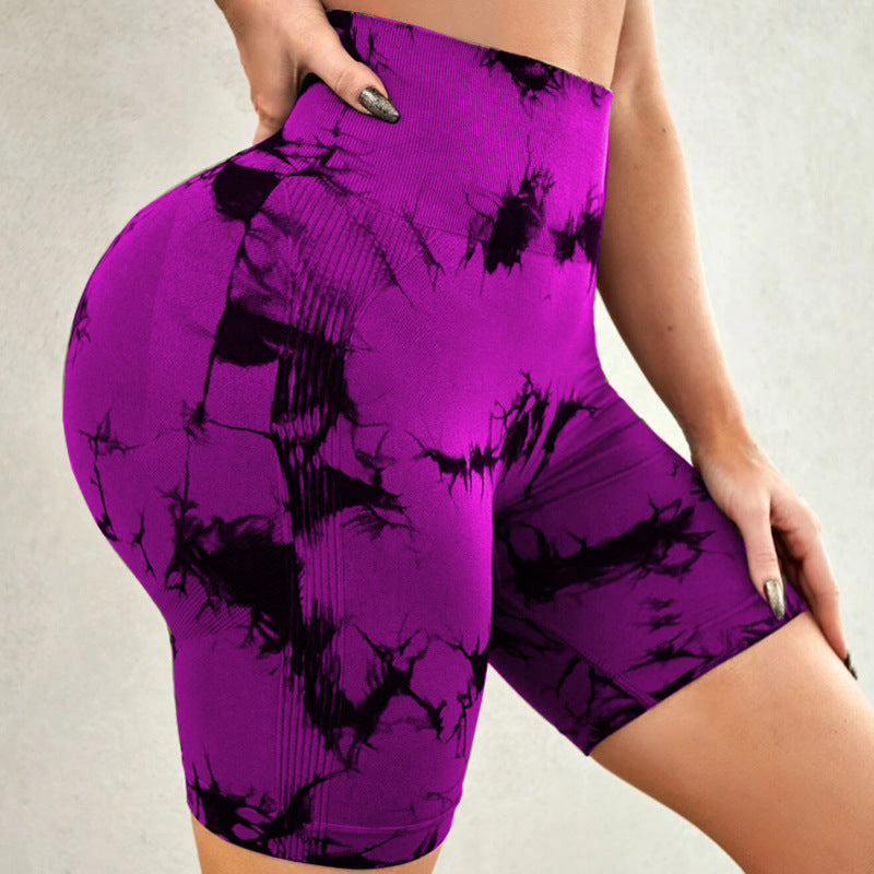 Tie-Dye High-Waisted Yoga Pants - Quick-Drying Summer Fitness Shorts for Women