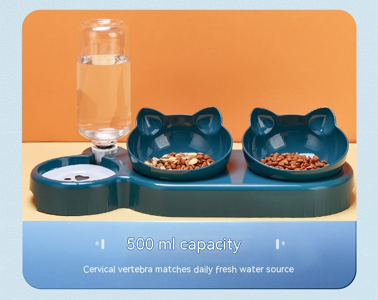 Anti-Roll Double Plastic Pet Bowl – Stable Food & Water Feeder for Cats