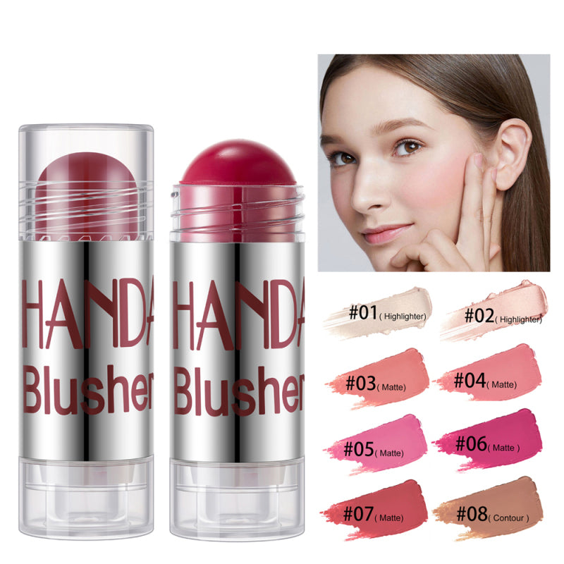 Shimmer Blush Stick - Long-Lasting Highlighter, Bronzer & Contour Cream for Face Makeup