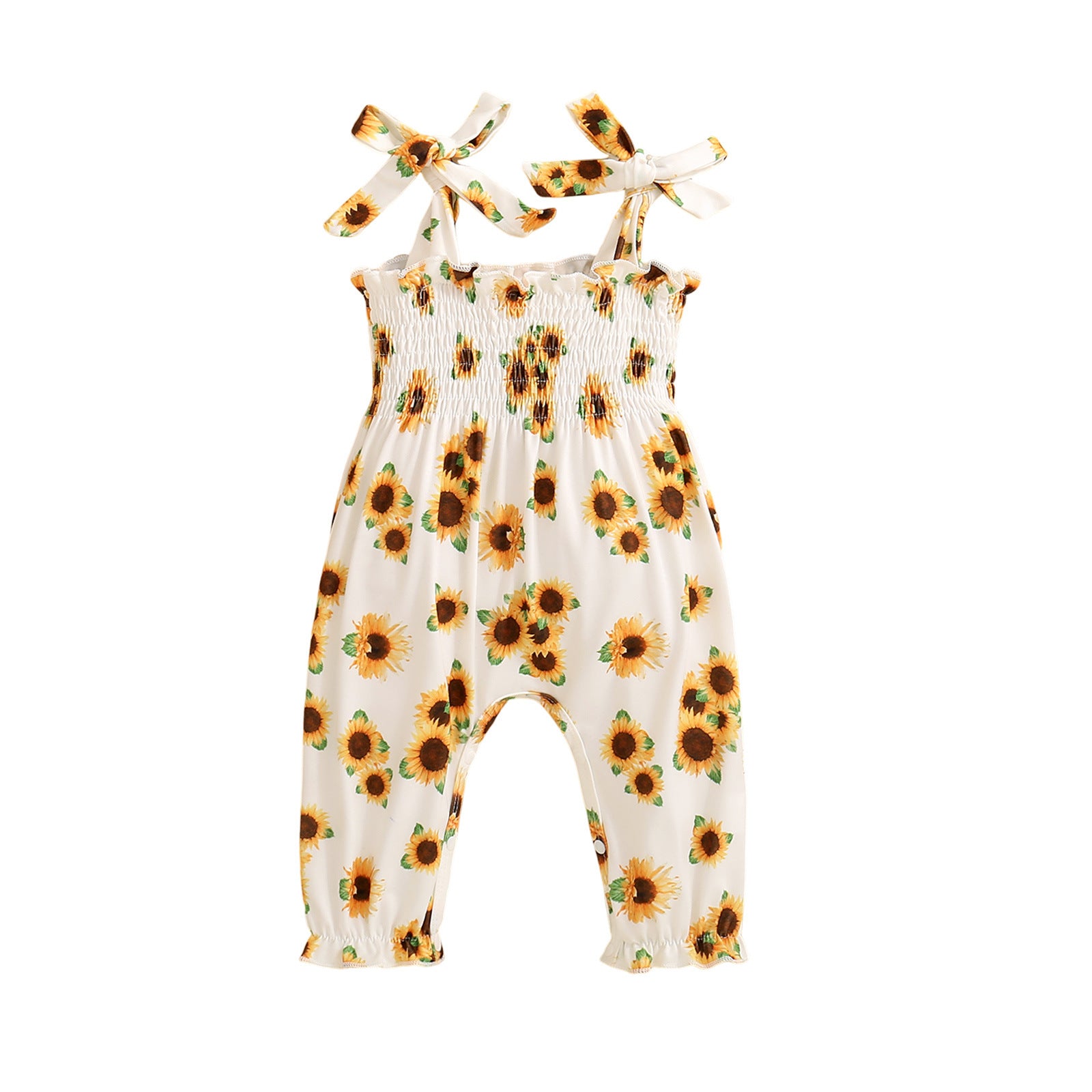 Girls SUNFLOWER Printing Gallus Siamese Trousers