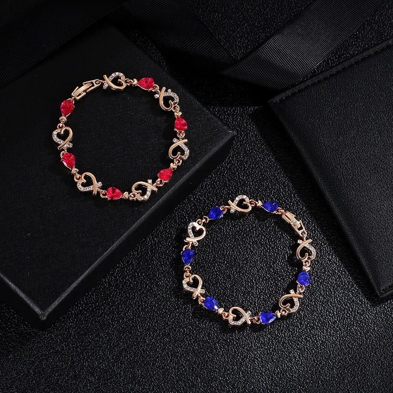 Here’s an optimized and engaging rewrite for your product:  Title Hollow Heart Love Bracelet with Rhinestones - Elegant Valentine’s Day Gift Jewelry