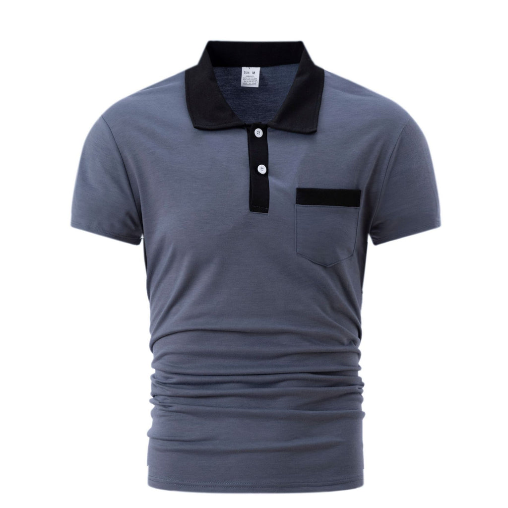 Men’s Slim Fit Polo Shirt – Short Sleeve Lapel T-Shirt with Chest Pocket
