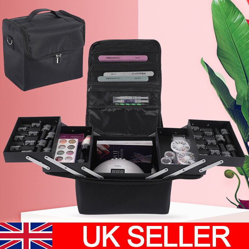 Professional Large Makeup Bag - Cosmetic Vanity Case & Nail Tech Storage Beauty Box