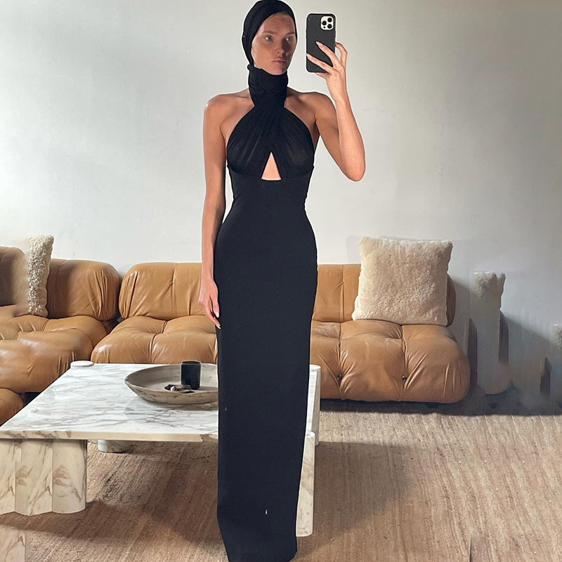 Lace-up Halter Sexy Backless Slim Fit Dress