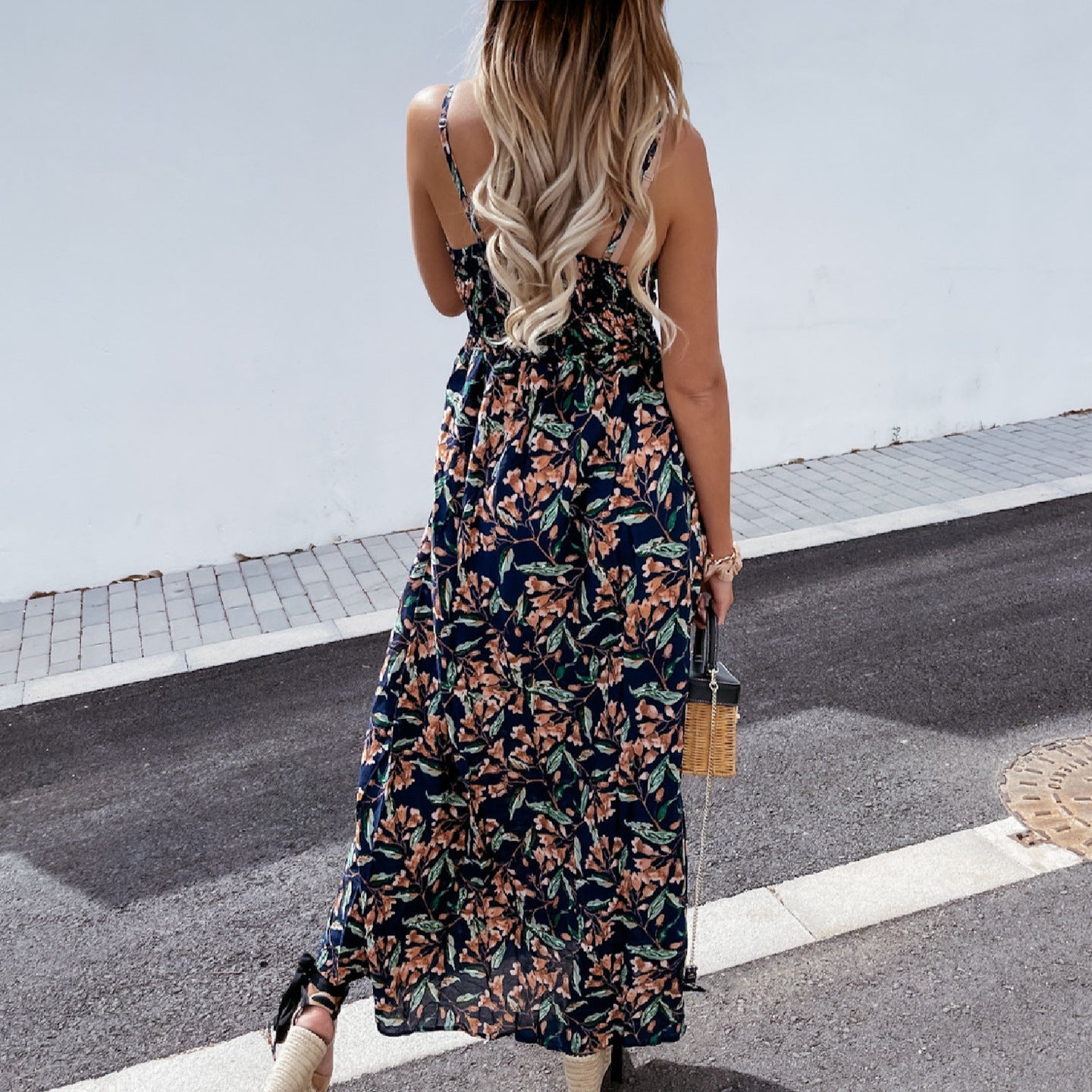 Gedrukte Boheemse Maxi-rok V-nek