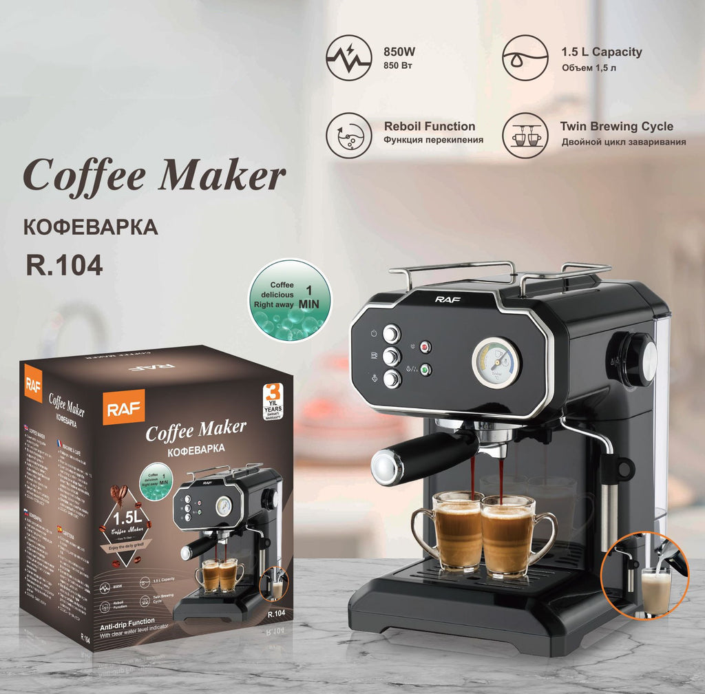 Household Semi-Automatic High-Pressure Steam Coffee Machine with Milk Frother