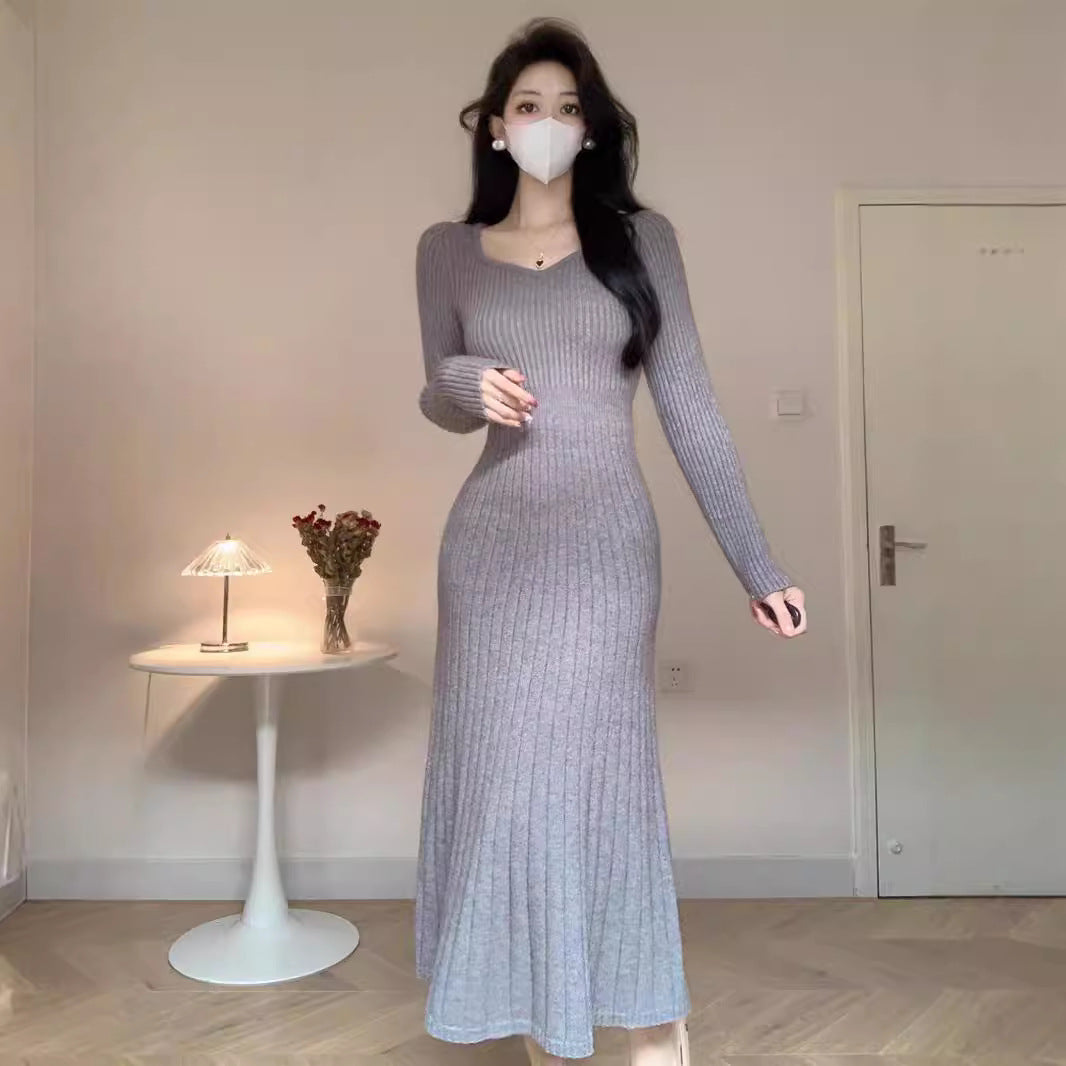 Autumn And Winter New Slim Fit Slimming Sheath Long Dress