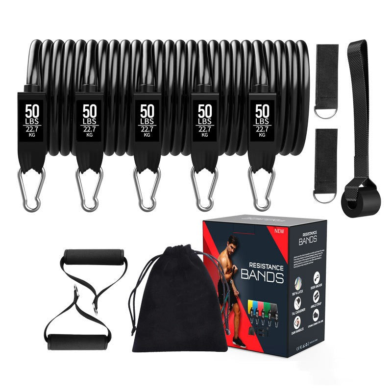 11-Piece Fitness Resistance Band Set - Adjustable Tension Rope Workout Kit