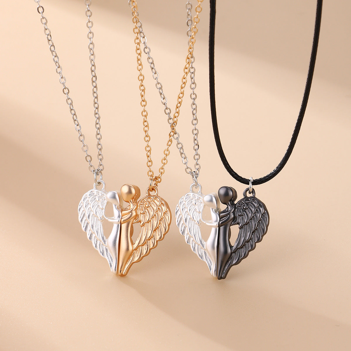 Angel Wing Magnetic Couple Necklaces - Friendship or Love Jewelry in Two Colors