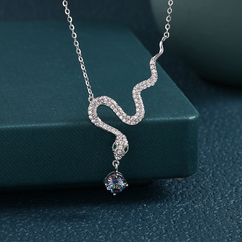 S925 Sterling Silver Cross & Snake Necklace - Unique Year of the Snake Jewelry