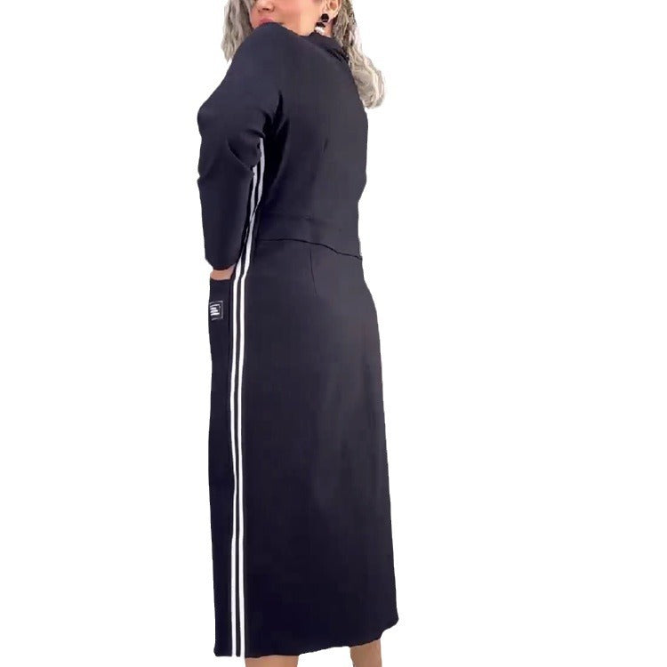 European And American Leisure Fashion Solid Color Long Sleeve Dress