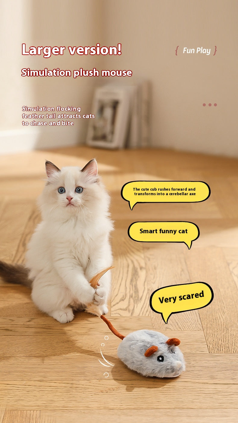 Electric Mouse Cat Toy with Wand – Self-Play Interactive Toy for Stress Relief & Exercise