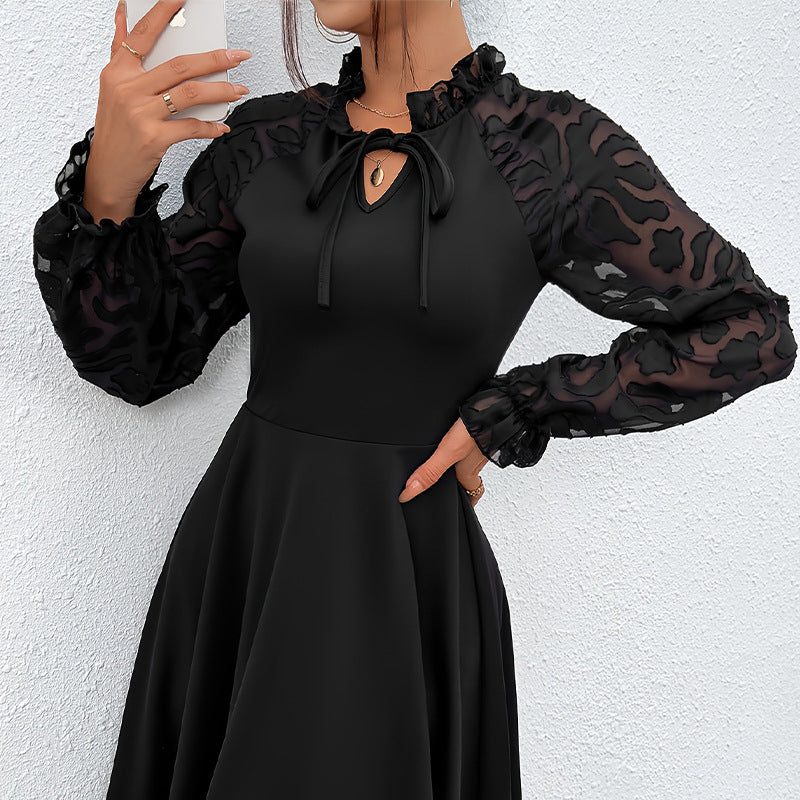 Design Lace Long Sleeve Dress Tether