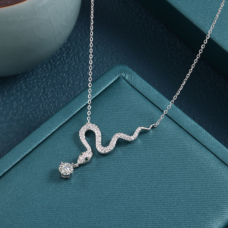 S925 Sterling Silver Cross & Snake Necklace - Unique Year of the Snake Jewelry