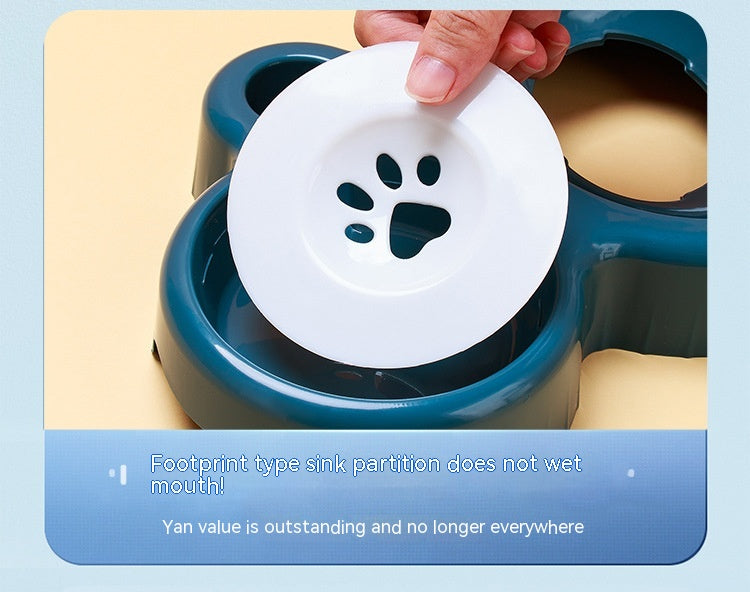 Anti-Roll Double Plastic Pet Bowl – Stable Food & Water Feeder for Cats