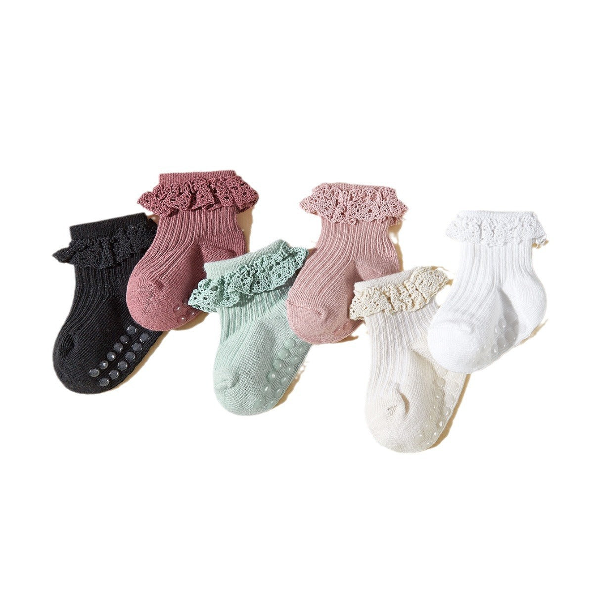 6 Pairs Baby Girl Lace Socks - Adorable Spring & Summer Tube Socks