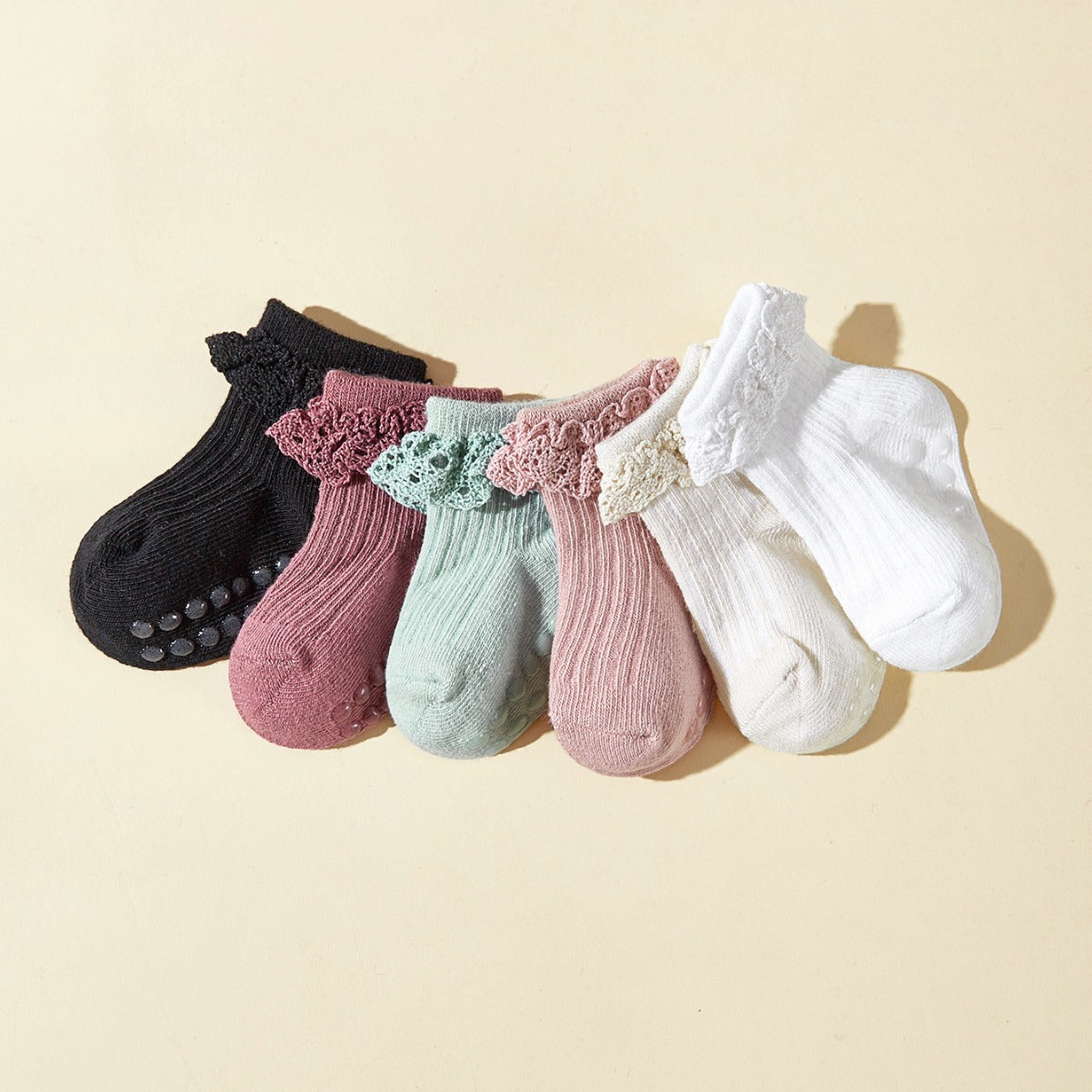 6 Pairs Baby Girl Lace Socks - Adorable Spring & Summer Tube Socks