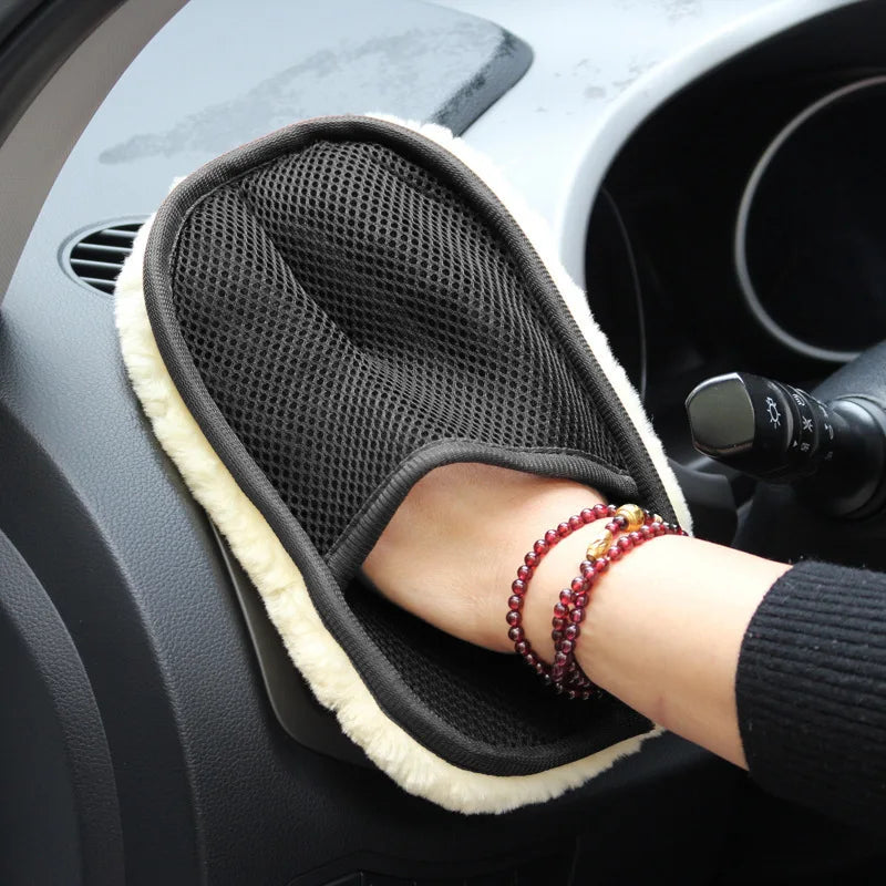 Microfiber Wool Car Wash Glove – Soft Imitation Wool Mitt
