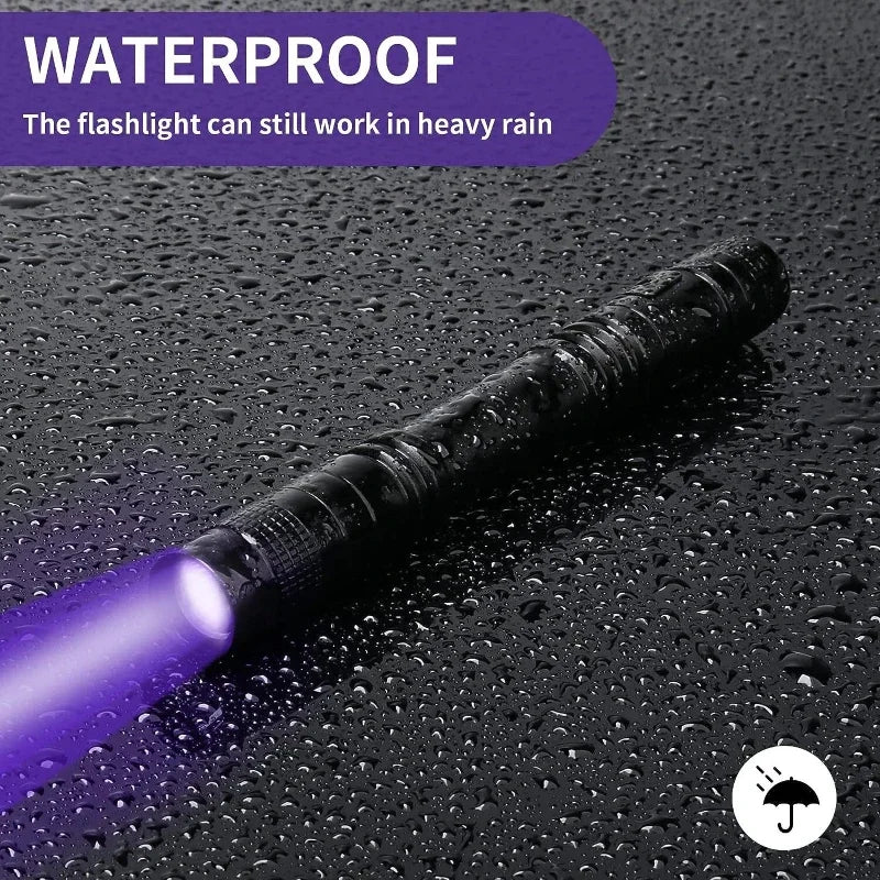 Portable UV Flashlight 395nm with Pen Clip – Ultraviolet Torch for Pet Urine Detection, Scorpion Hunting &amp; Stain Inspection – AAA Battery Powered
