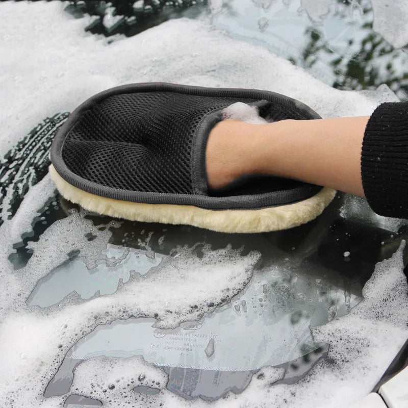 Microfiber Wool Car Wash Glove – Soft Imitation Wool Mitt