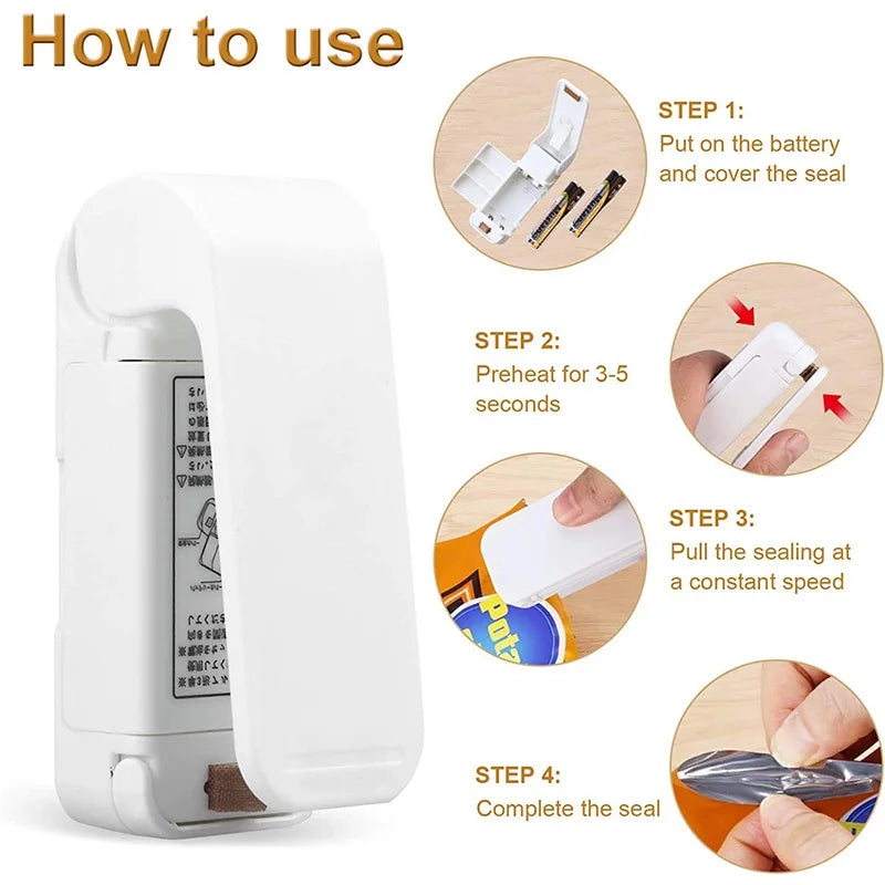 Mini Heat Bag Sealer – Handheld Battery-Powered Thermal Sealing Machine for Plastic &amp; Food Storage Bags – Portable &amp; Easy to Use