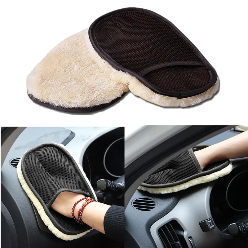 Microfiber Wool Car Wash Glove – Soft Imitation Wool Mitt