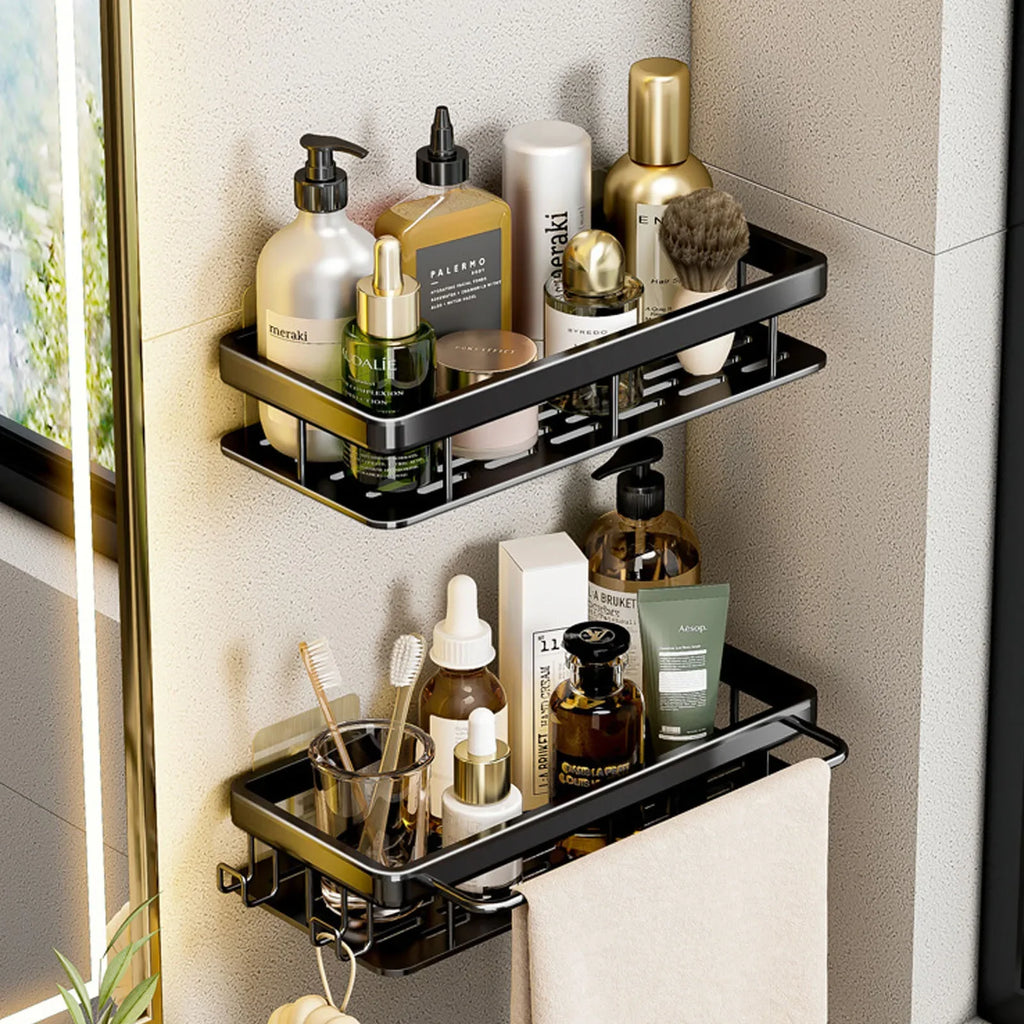 No Drill Wall Mounted Bathroom Shelf – Aluminum Shower Corner Rack
